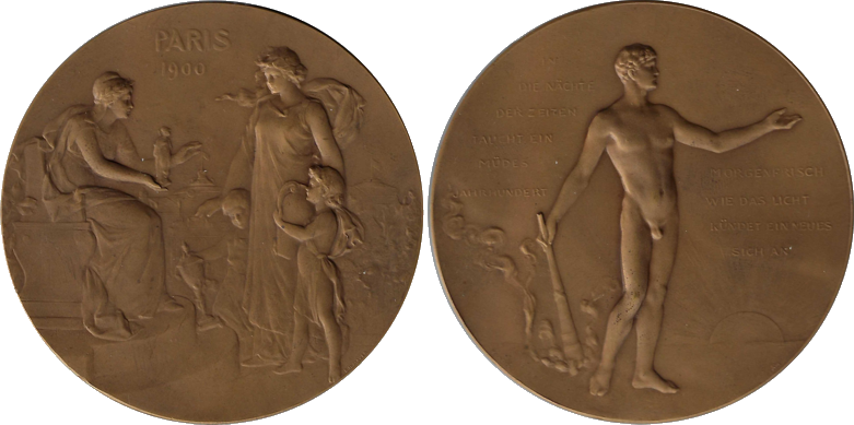 Bronzemedaille, gestaltet von Prof. Rudolf Mayer anläßlich der Weltausstellung von 1900